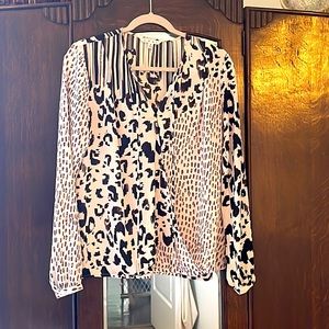 CAbi Mixed Animal Print Crossover top